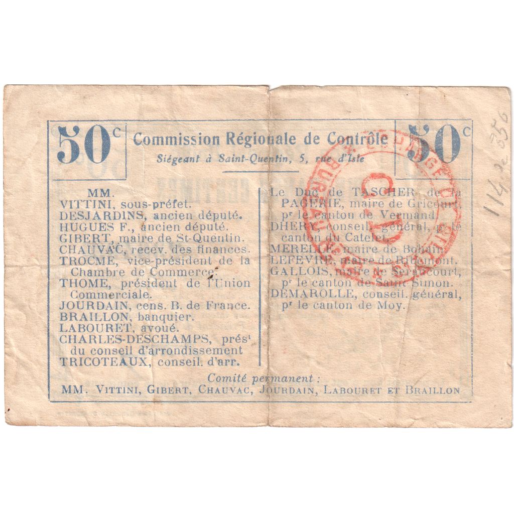 France, Marteville-Attilly, 50 Centimes, 236499, VF(20-25)