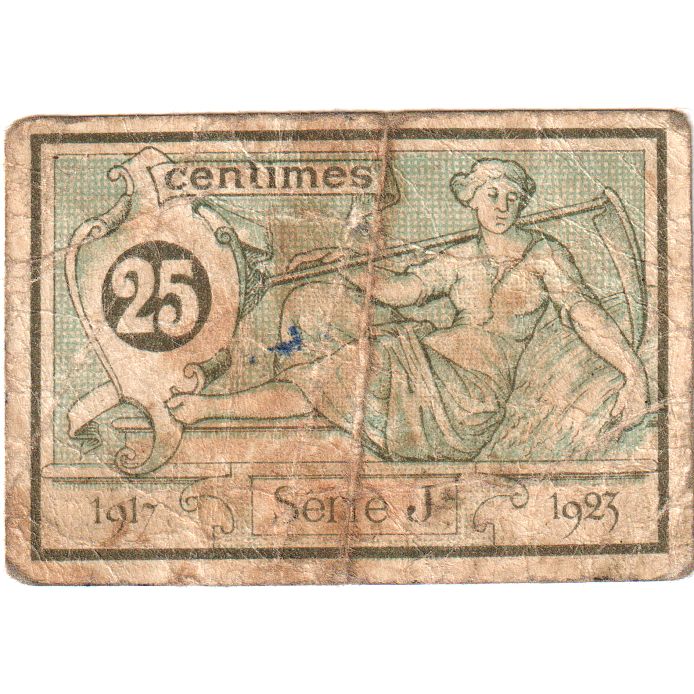 França, Aurillac, 25 Centimes, Undated (1917), SERIE J, F(12-15)