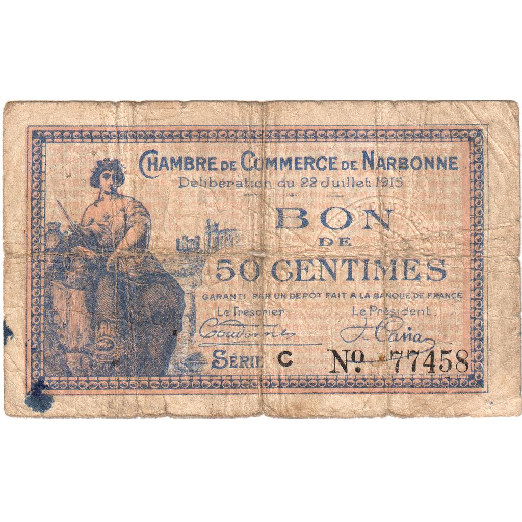 Francia, Narbonne, 50 Centimes, 1915-07-22, SERIE C, B+