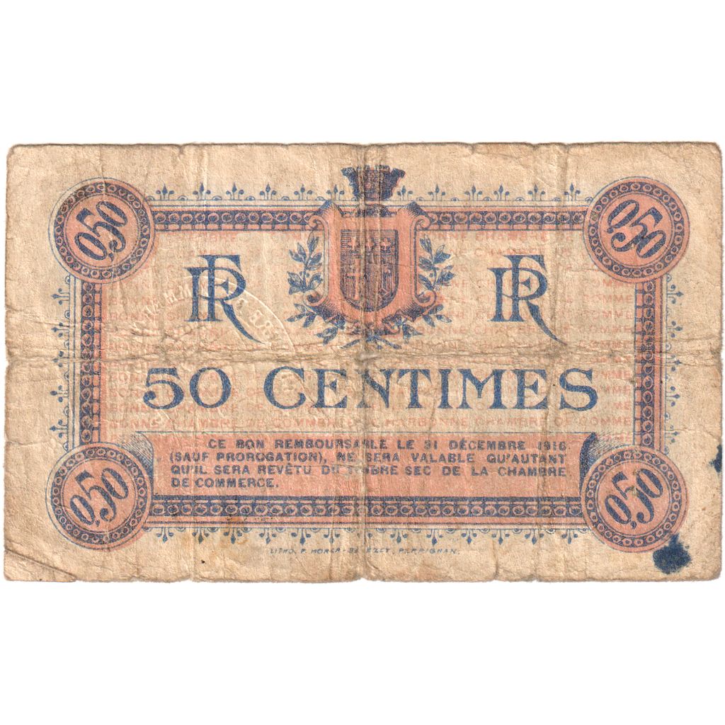 Francia, Narbonne, 50 Centimes, 1915-07-22, SERIE C, B+