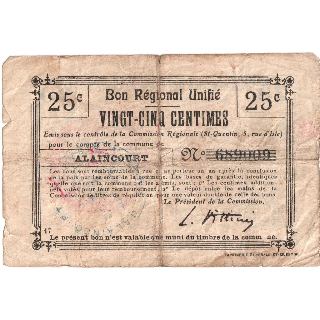 France, Alaincourt, 25 Centimes, F(12-15)