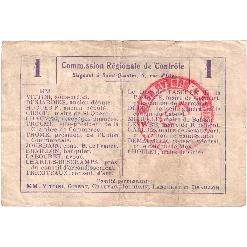 France, Essigny le petit, 1 Franc, 828264, VF(30-35)