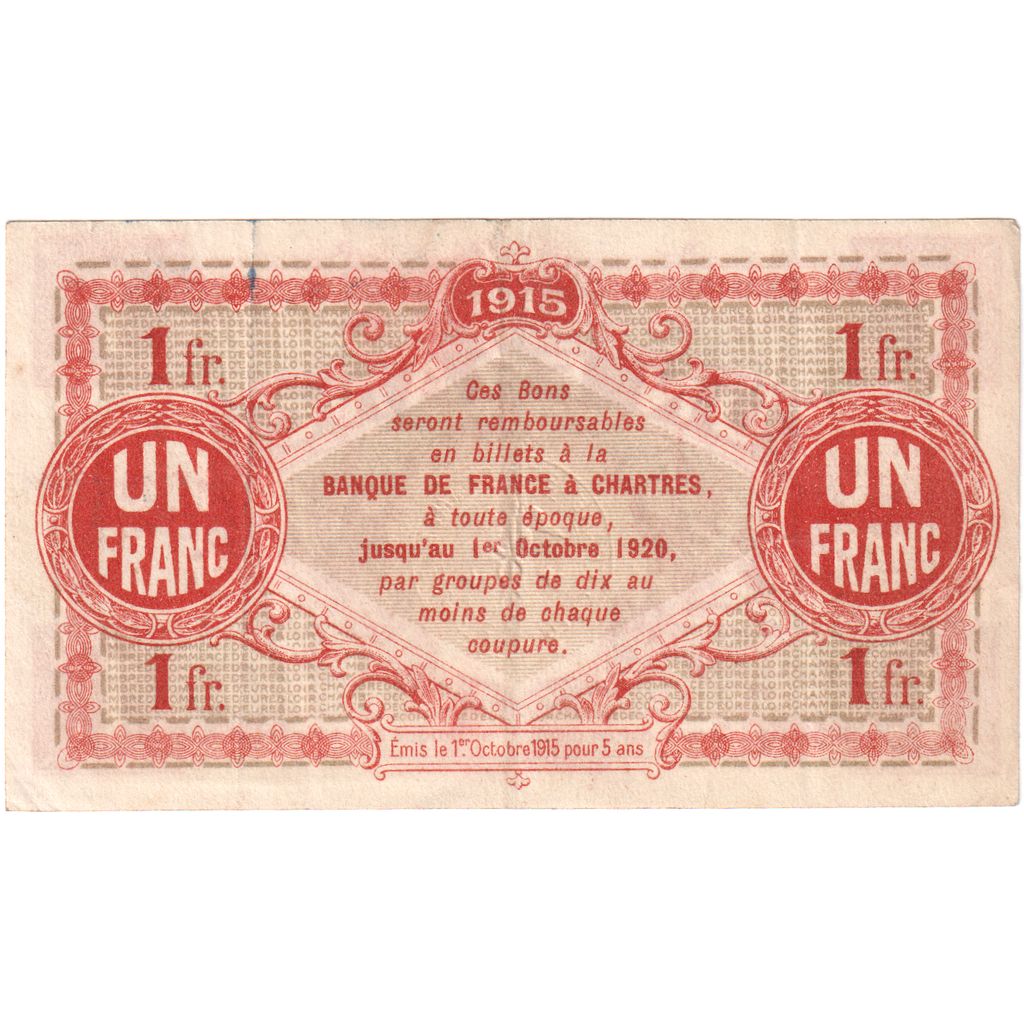 France, Chartres, 1 Franc, 1915-10-01, EF(40-45)