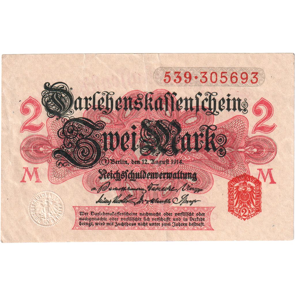 Deutschland, 2 Mark, 1914-08-12, S