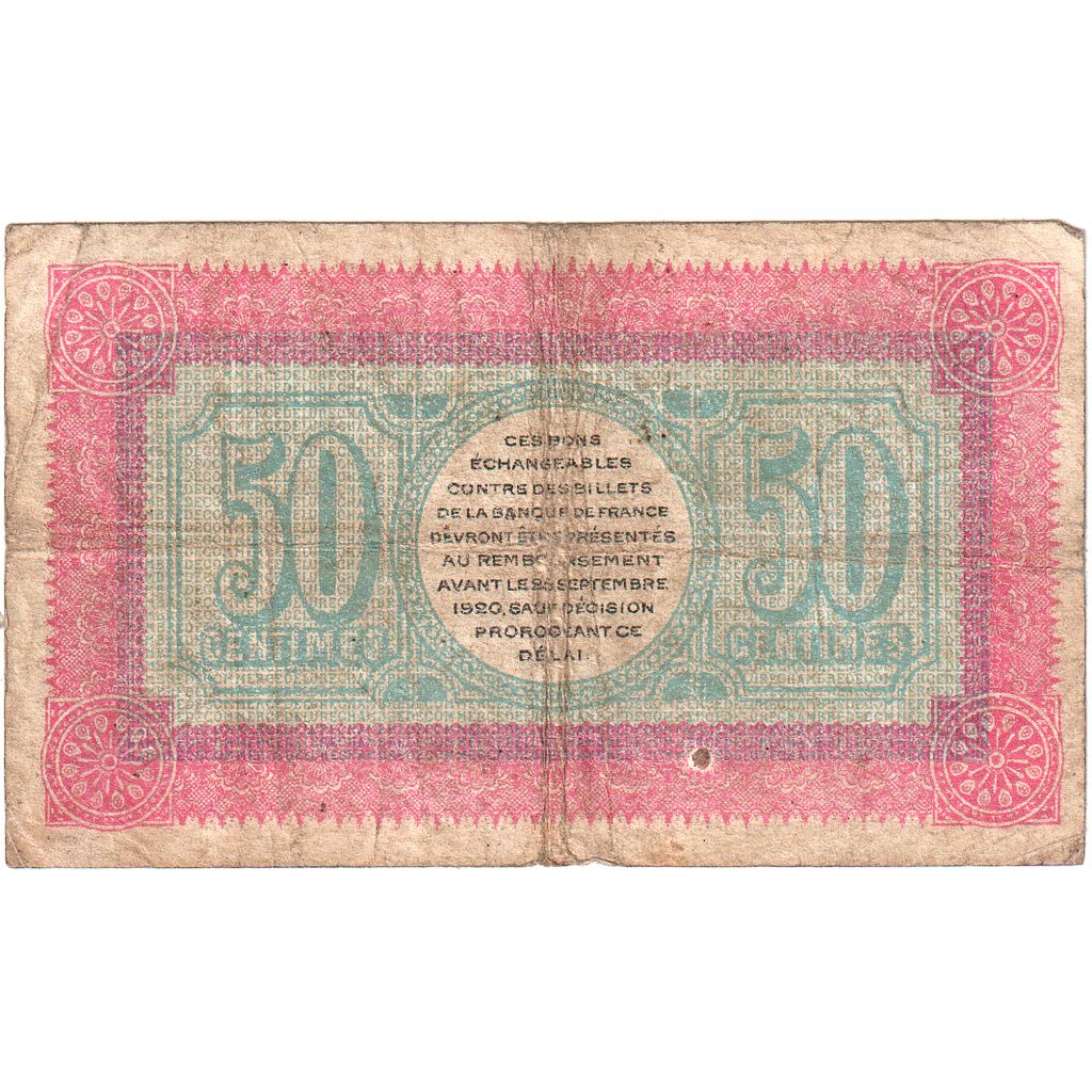 France, Lure, 50 Centimes, 1915-09-25, Chambre de Commerce, VF(20-25)