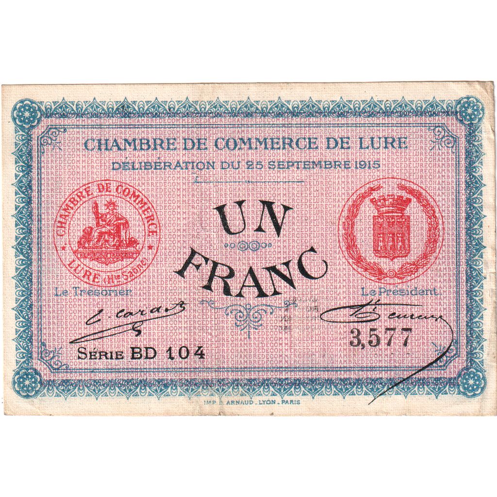 Frankreich, Lure, 1 Franc, 1915-09-25, S+, Pirot:76-6