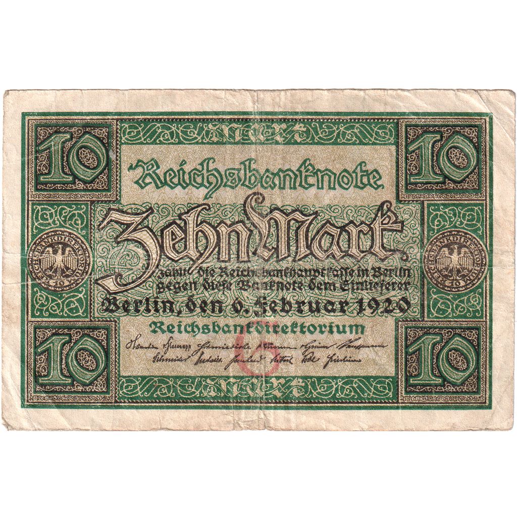 Germany, 10 Mark, 1920-02-06, VF(20-25)