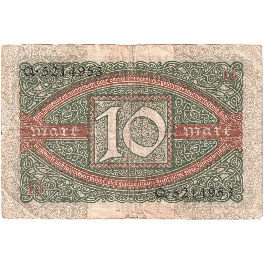 Germany, 10 Mark, 1920-02-06, VF(20-25)