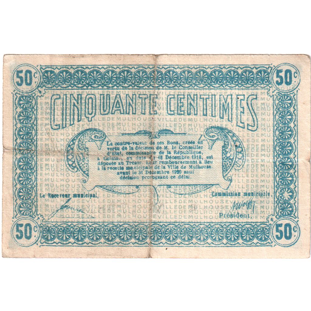 Francia, 50 Centimes, 1918-12-18, BC+, Pirot:132-1