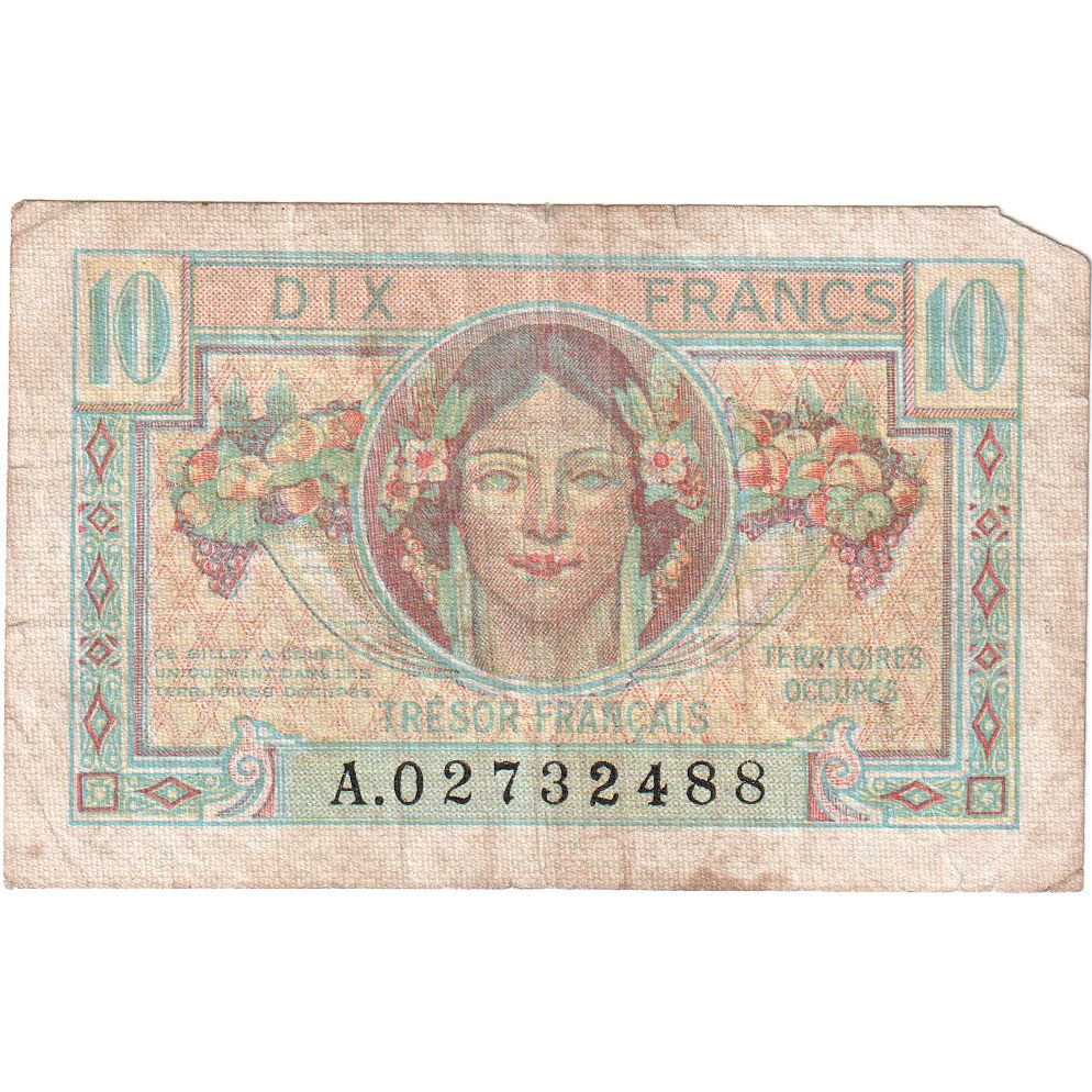 France, 10 Francs, 1947 French Treasury, 1947, Serie A, F(12-15)