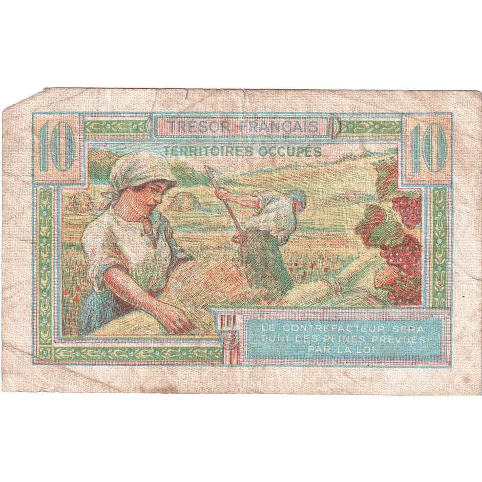 France, 10 Francs, 1947 French Treasury, 1947, Serie A, F(12-15)