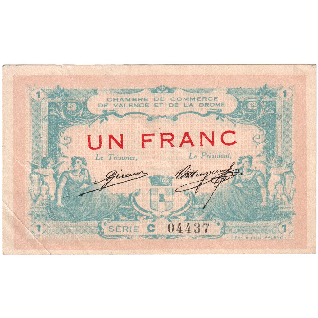 France, Valence, 1 Franc, 1915-02-23, SERIE C, EF(40-45)