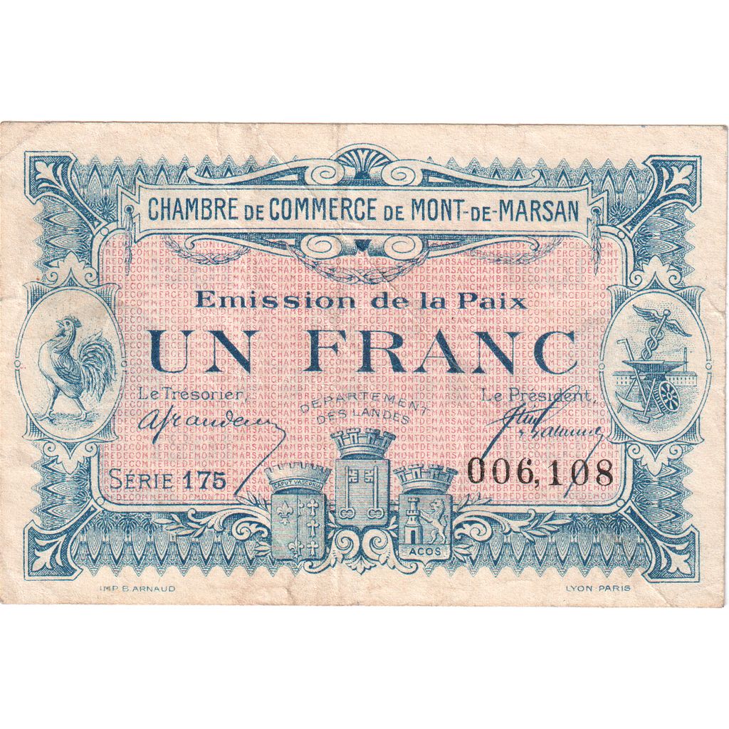 Frankreich, Mont-de-Marsan, 1 Franc, Undated (1921), SS, Pirot:82-35