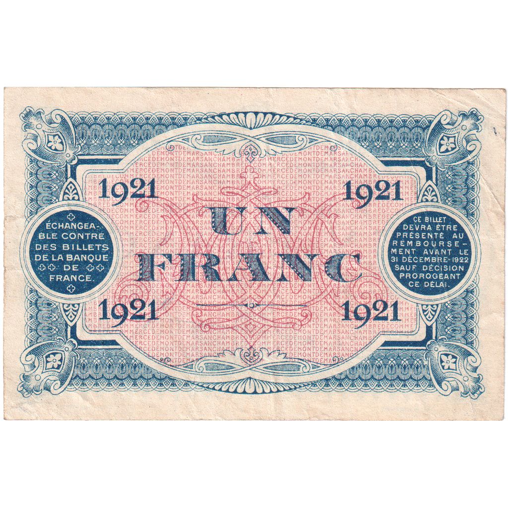 Frankreich, Mont-de-Marsan, 1 Franc, Undated (1921), SS, Pirot:82-35