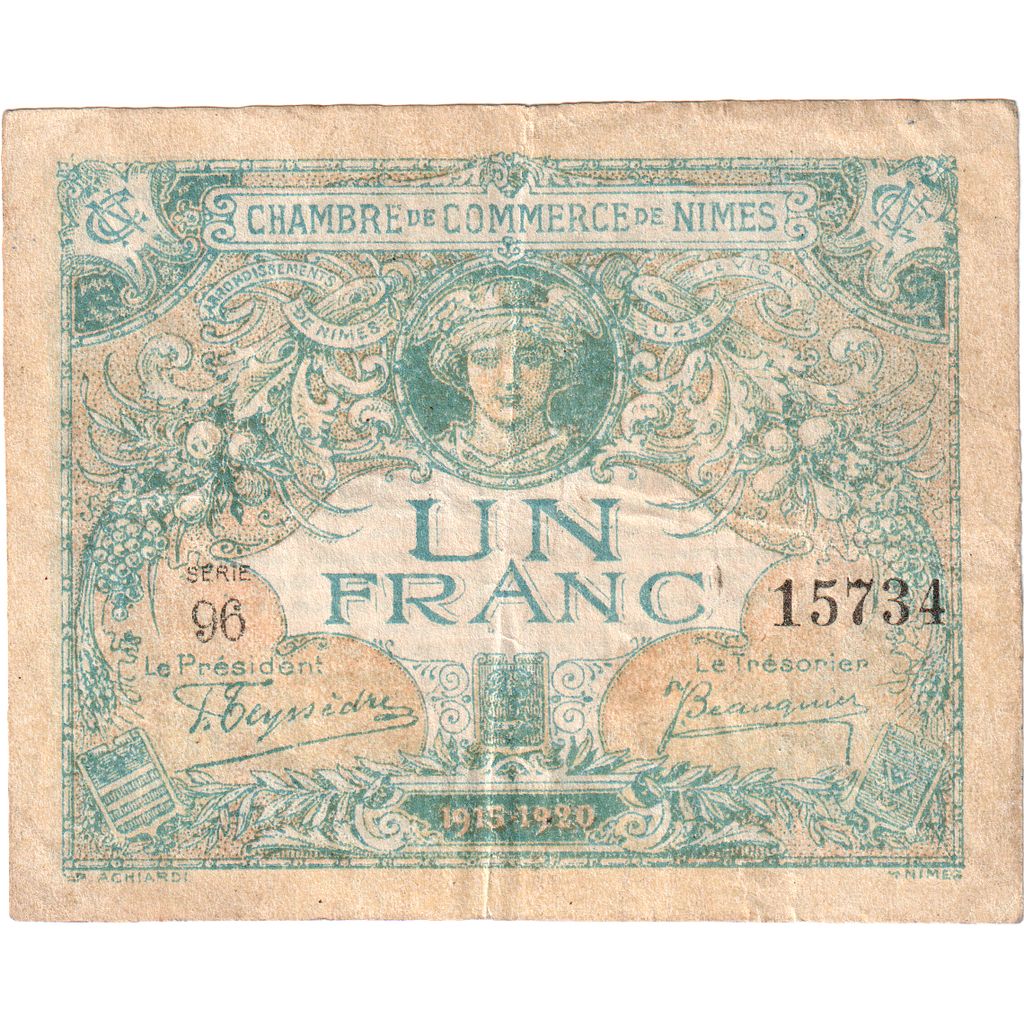 Francia, Nîmes, 1 Franc, 1915-06-04, Serie 96, BC