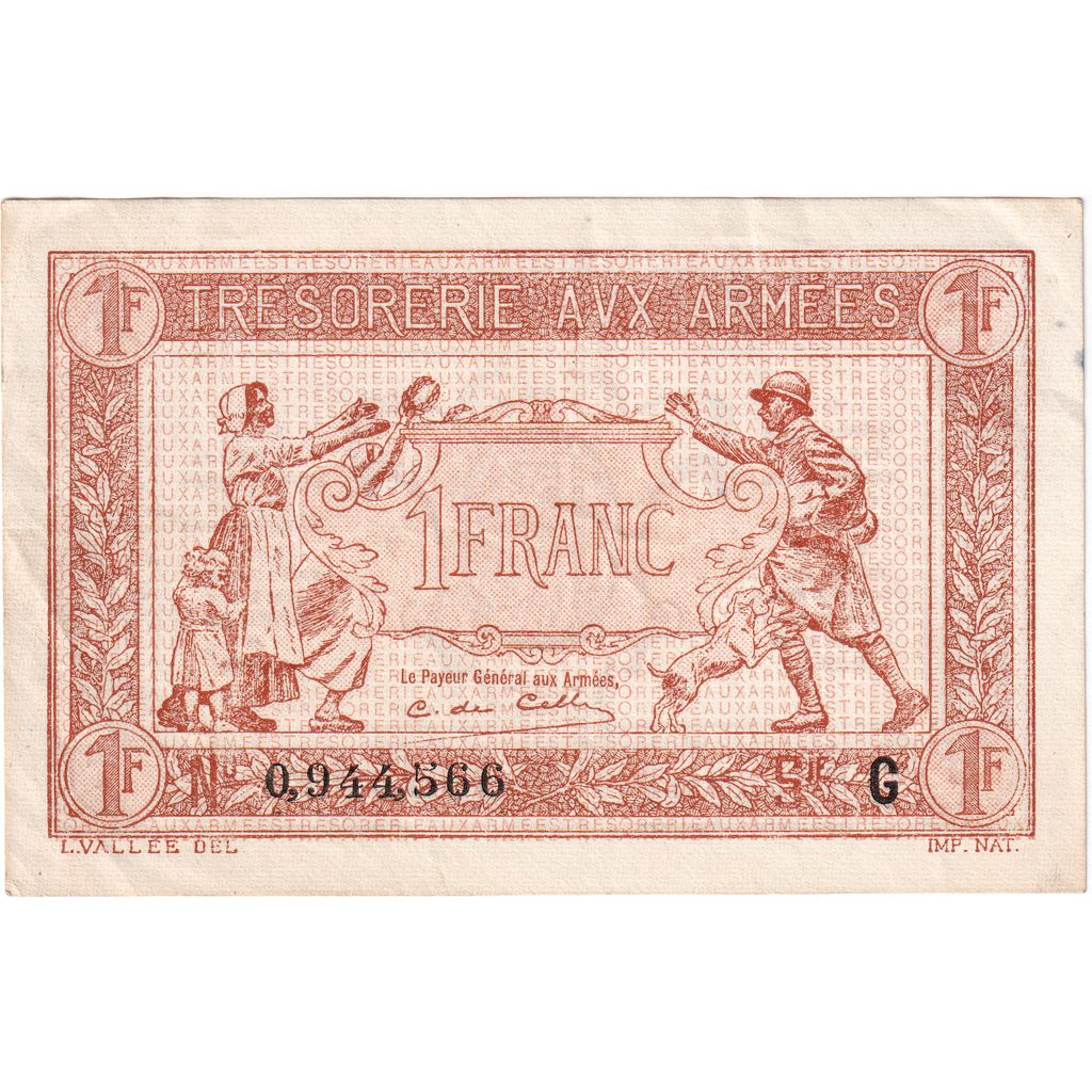 Francja, 1 Franc, 1917-1919 Army Treasury, SERIE G, EF(40-45)