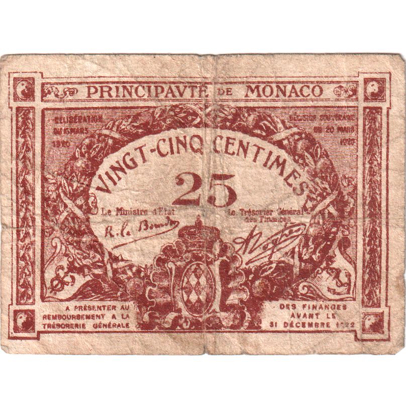 Mónaco, 25 Centimes, 1920-03-20, BC