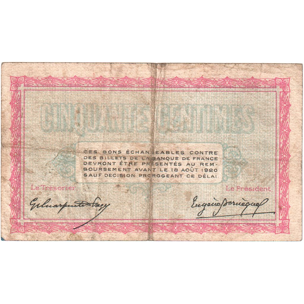 Francja, Belfort, 50 Centimes, 1915-08-18, Serie 112, VF(20-25)