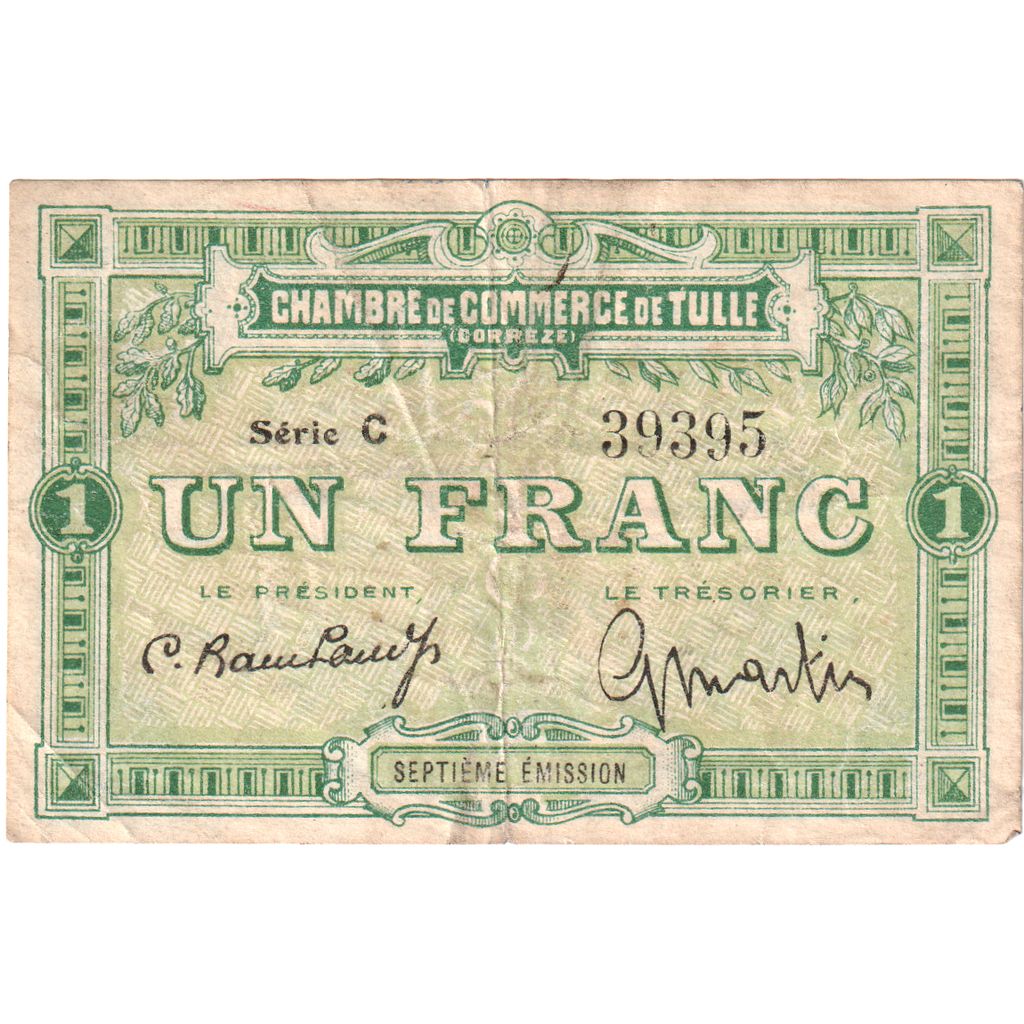 Francja, Tulle, 1 Franc, 1915-03-15, SERIE C, VF(20-25), Pirot:126-2