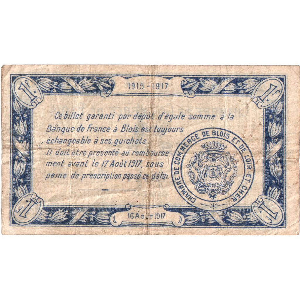 Francja, Blois, 1 Franc, 1915-08-16, 179647, VF(20-25), Pirot:28-4