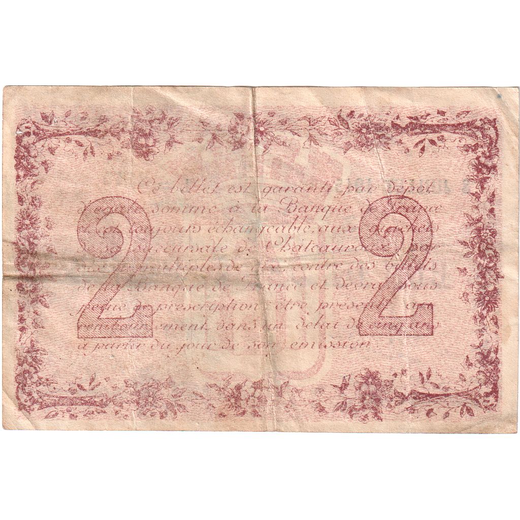 Francja, Chateauroux, 2 Francs, 1915-07-08, Série L, VF(20-25), Pirot:46-4