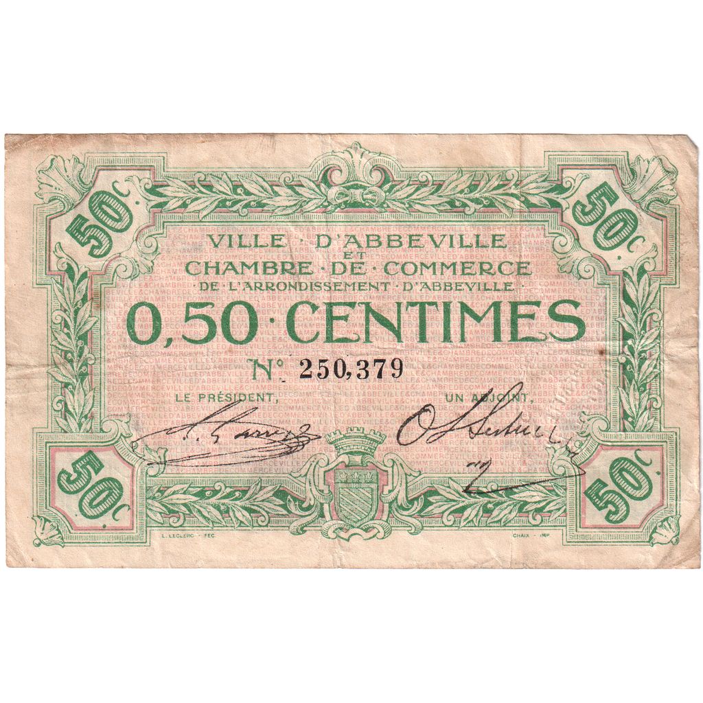 Francja, Abbeville, 50 Centimes, 250379, VF(20-25), Pirot:1-1