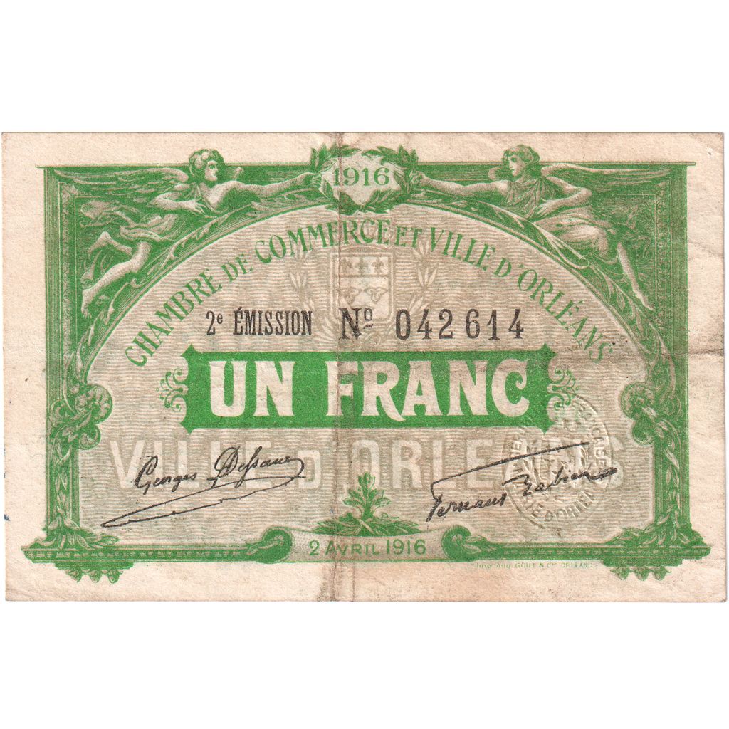 Francja, Orléans, 1 Franc, 1916-04-02, 042614, VF(20-25), Pirot:95-12