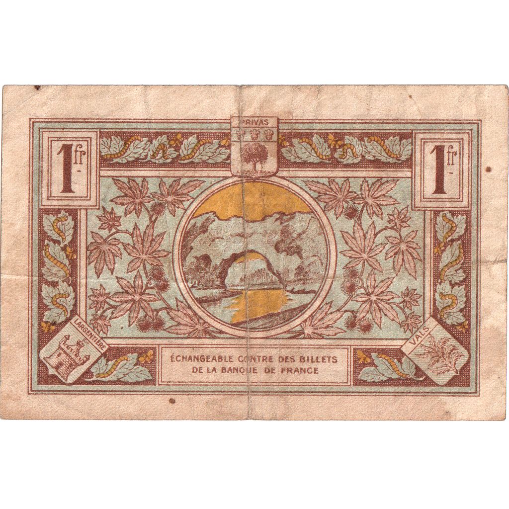 Francja, Aubenas, 1 Franc, 1921-12-19, Série 9, VF(20-25), Pirot:14-2