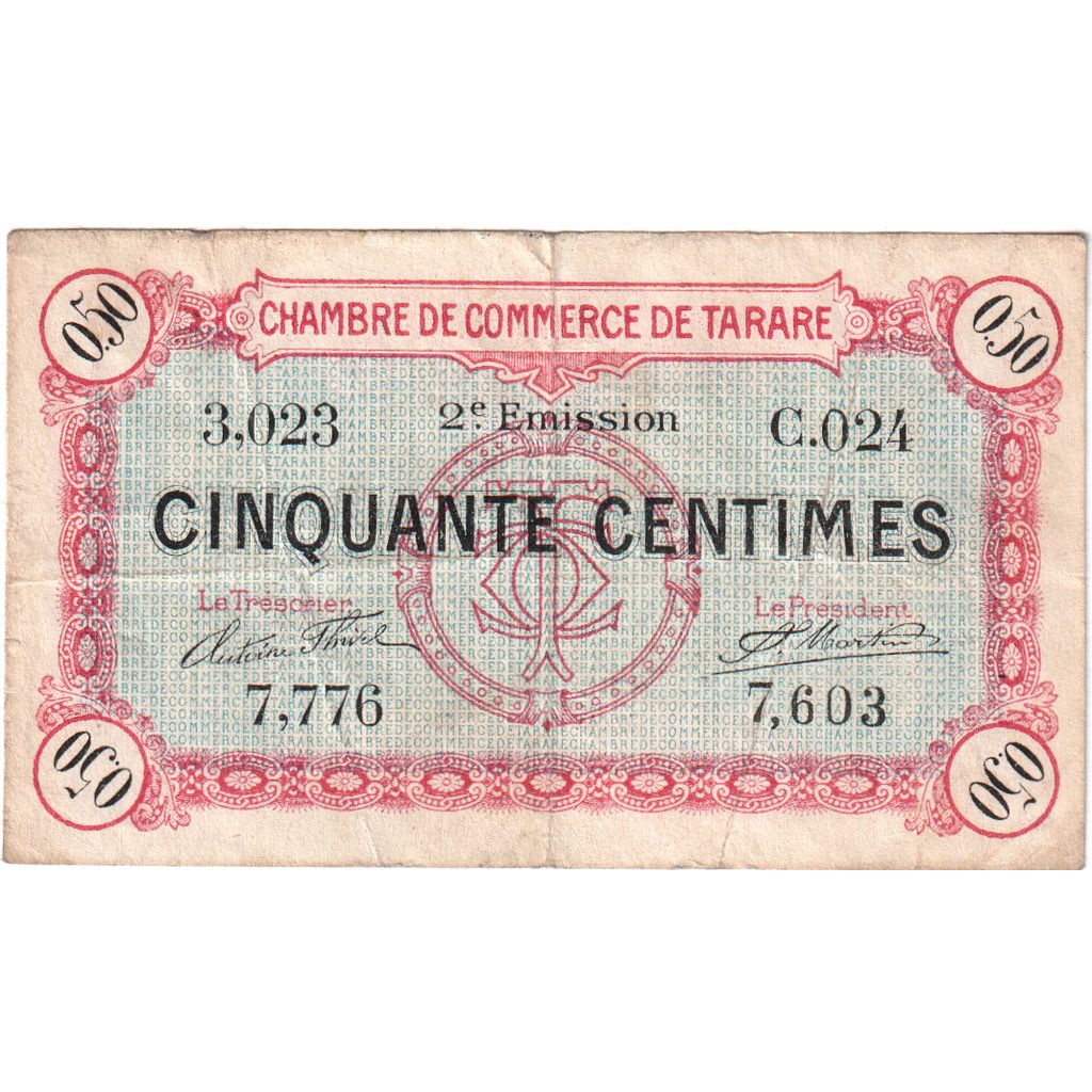 Francja, Tarare, 50 Centimes, 1917-04-21, VF(20-25), Pirot:119-27