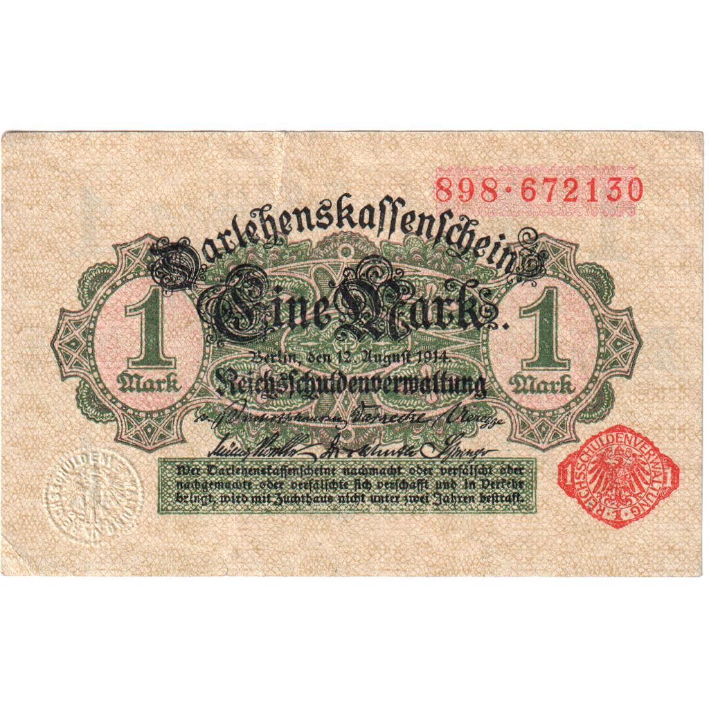 Niemcy, 1 Mark, 1914-08-12, EF(40-45)