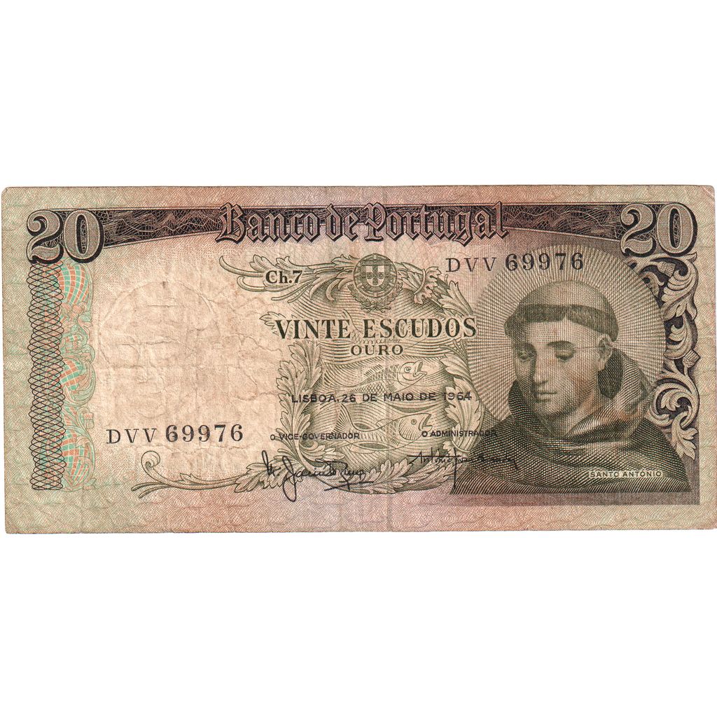 Portugal, 20 Escudos, 1964-05-26, VF(20-25)