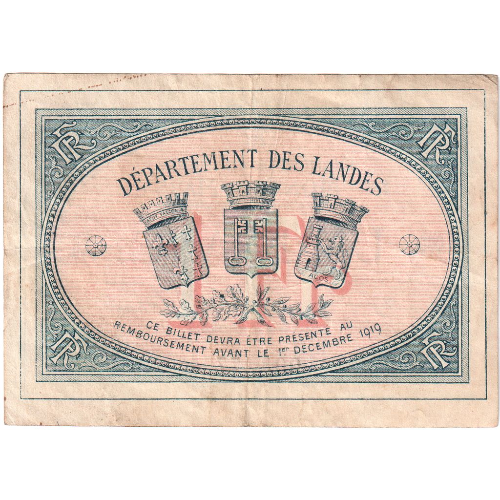 Francja, Mont-de-Marsan, 1 Franc, 1914-12-01, VF(30-35), Pirot:82-35