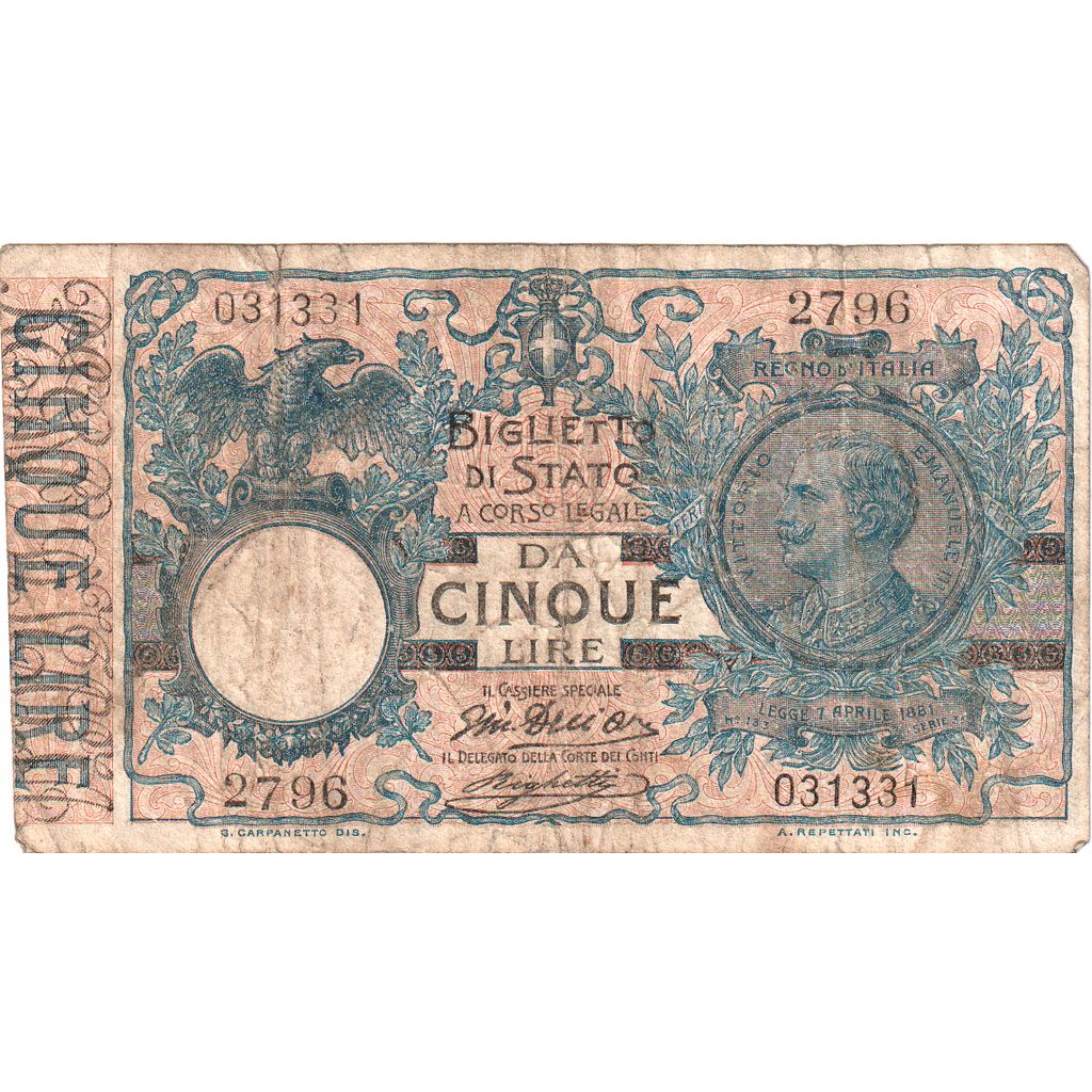 Italia, 5 Lire, 1915-06-17, MB