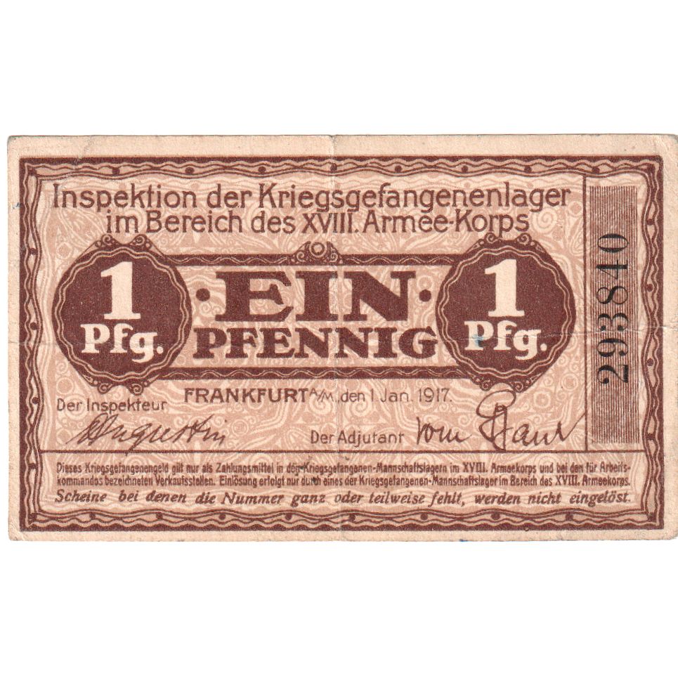 Allemagne, Frankfurt, 1 Pfennig, 1917-01-01, TTB