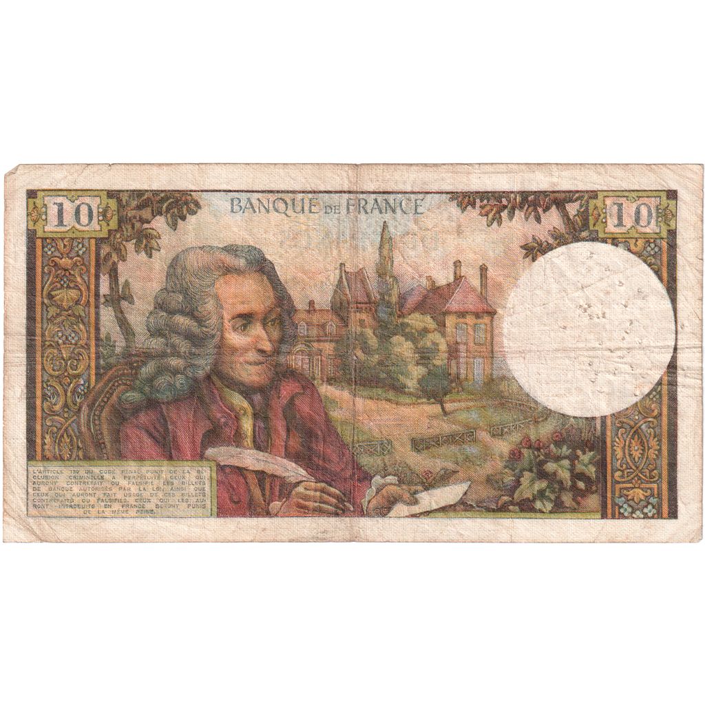 France, 10 Francs, Voltaire, 1969-11-06, B.522, B+