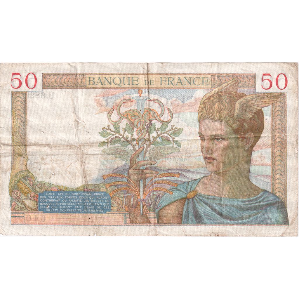Frankreich, 50 Francs, Cérès, 1937-08-26, U.6820, SGE+