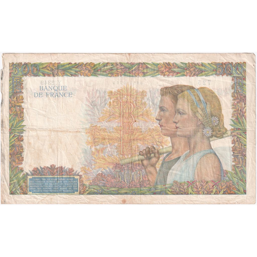 France, 500 Francs, La Paix, 1941-02-06, Y.2349, UNC(63)