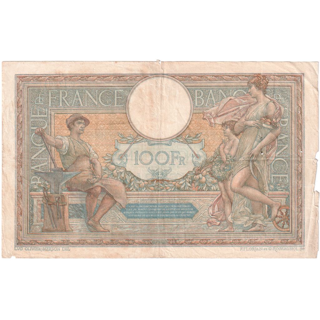 Francia, 100 Francs, Luc Olivier Merson, 1927-03-28, P.17364, B+