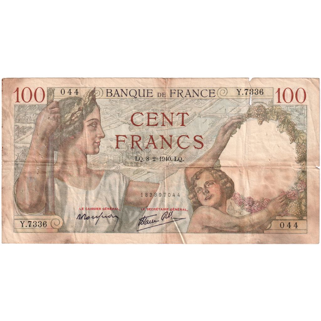 Francia, 100 Francs, Sully, 1940-02-08, Y.7336, RC