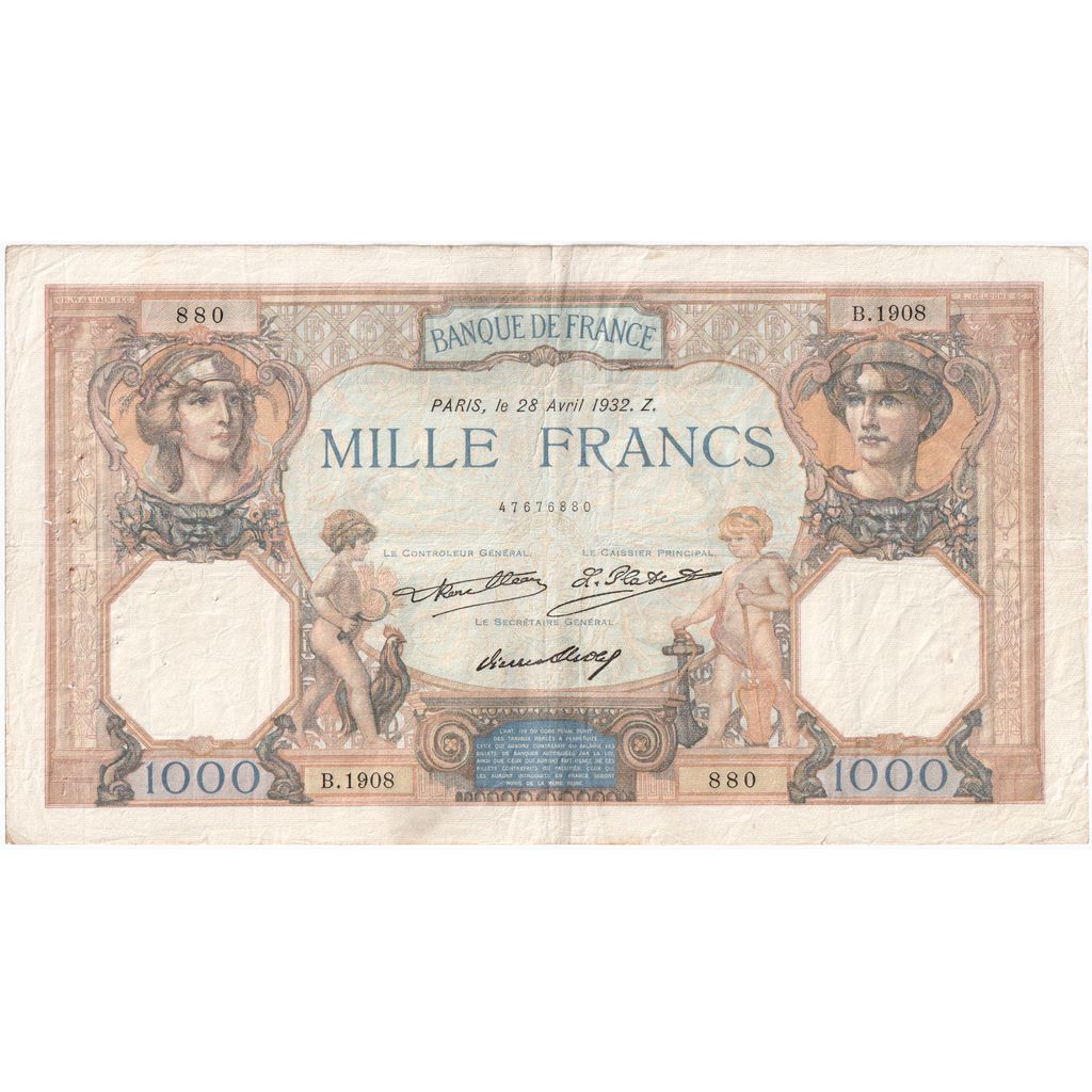 Frankrijk, 1000 Francs, Cérès et Mercure, 1932-04-28, B.1908, TB