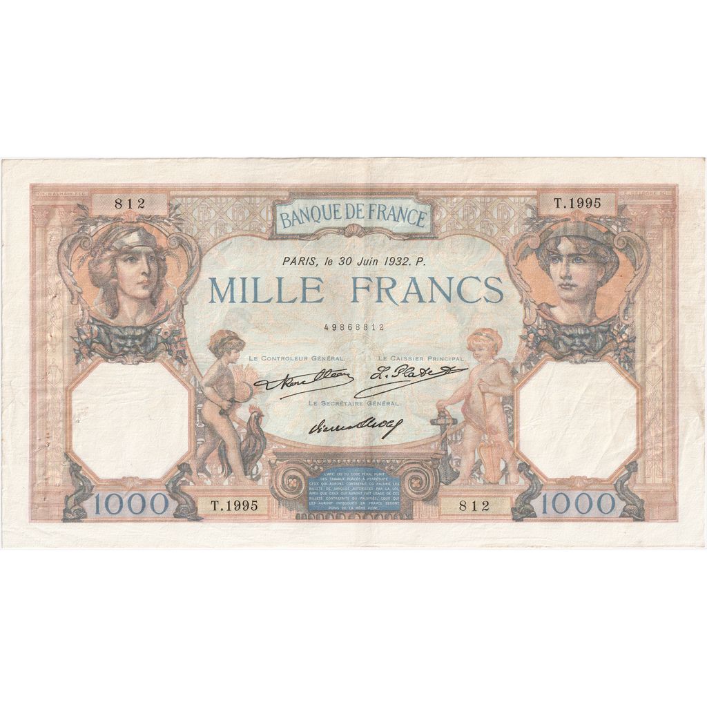 Frankrijk, 1000 Francs, Cérès et Mercure, 1932-06-30, T.1995, TB+