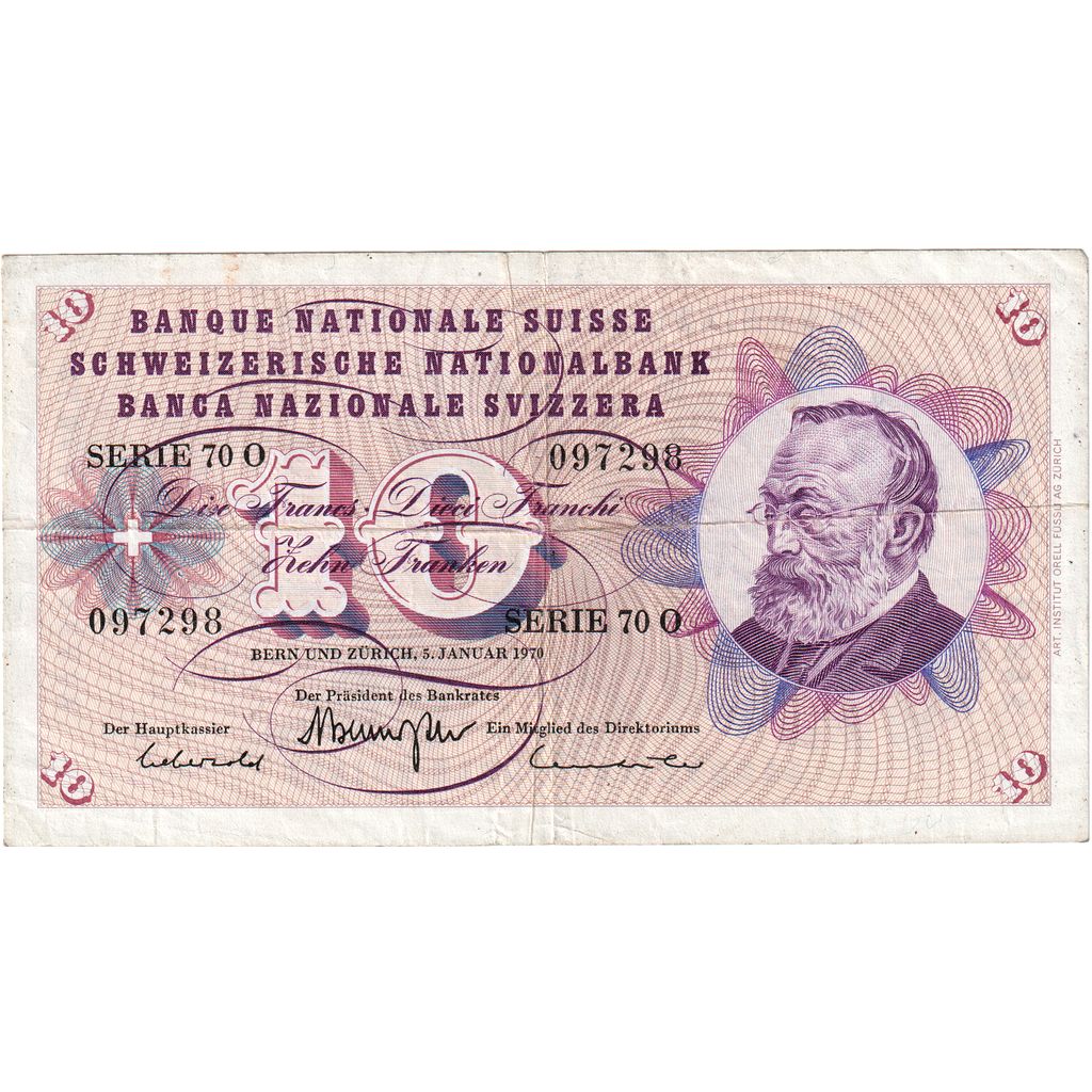 Suisse, 10 Franken, 1970-01-05, TB