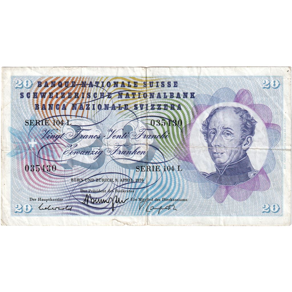 Suisse, 20 Franken, 1976-04-09, TB
