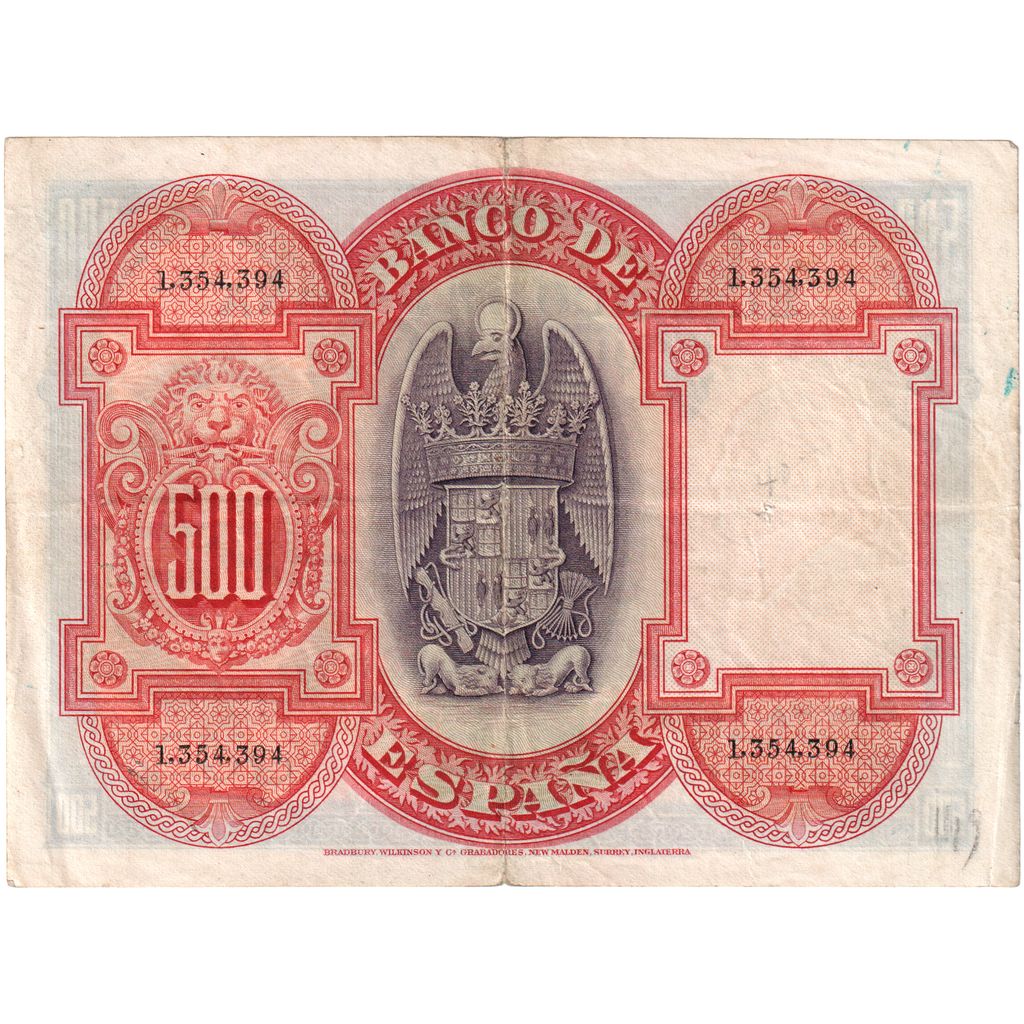 Hiszpania, 500 Pesetas, 1927-07-24, EF(40-45)