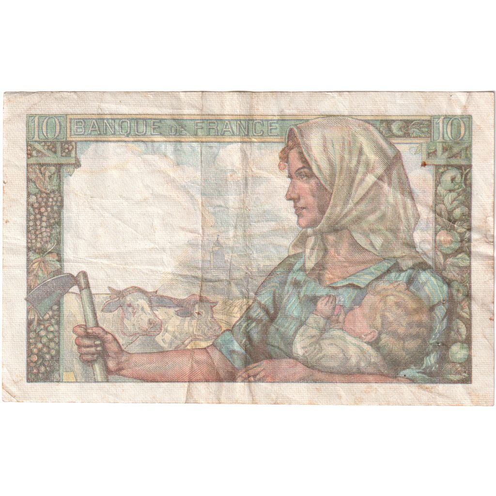 Francia, 10 Francs, Mineur, 1943-03-25, O.39, BC+