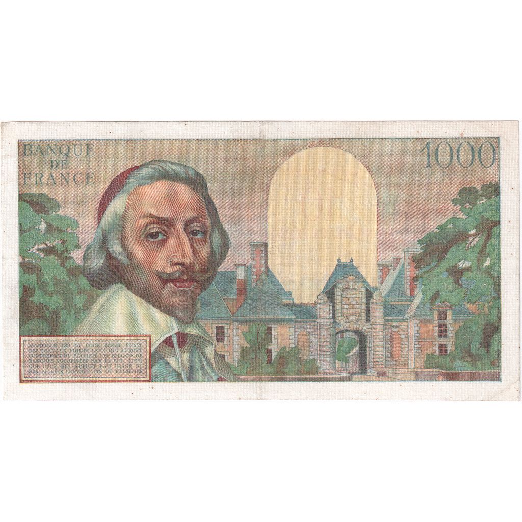 Frankreich, 10 Nouveaux Francs on 1000 Francs, Richelieu, 1957-03-07, E.327, S+