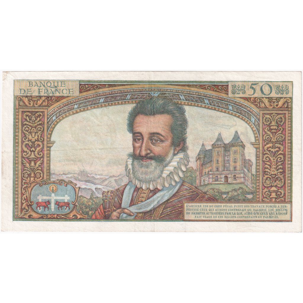 France, 50 Nouveaux Francs, Henri IV, 1959-03-05, E.31, AU(50-53)