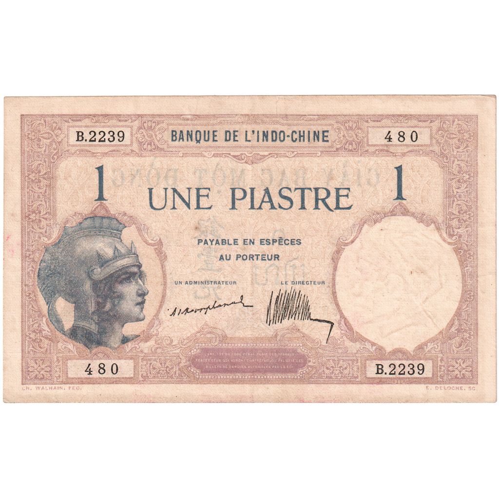 French Indochina, 1 Piastre, AU(55-58)