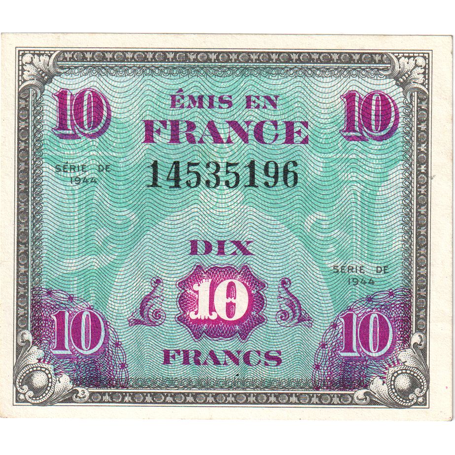 Frankreich, 10 Francs, Flag/France, SÉRIE 1944, UNZ-