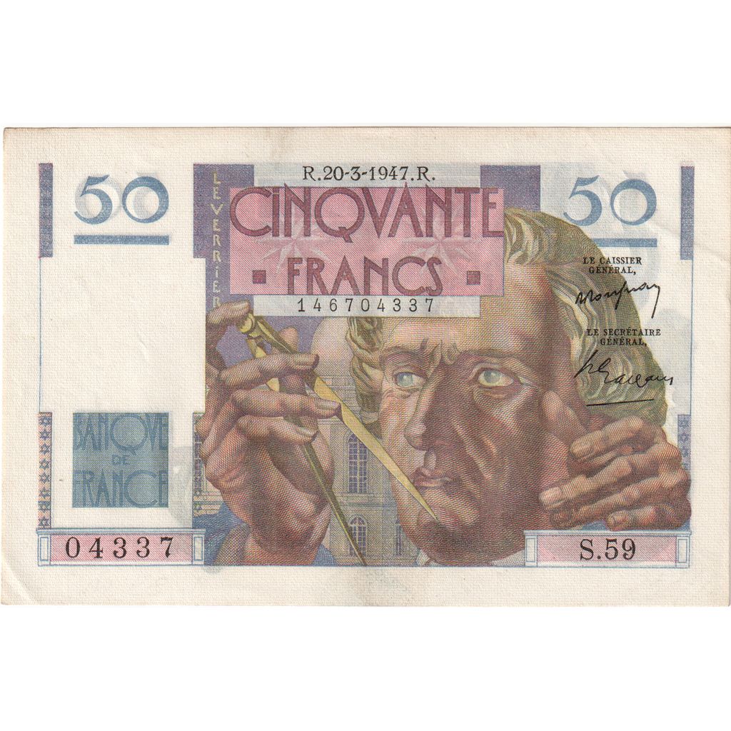 França, 50 Francs, Le Verrier, 1947-03-20, S.59, UNC(60-62)